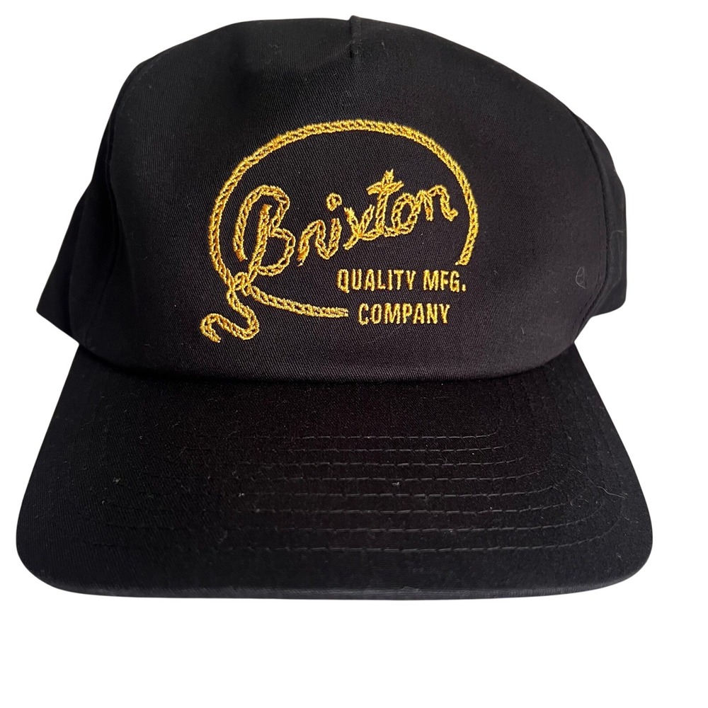 Brixton Snapback Hat Black Gold Embroidered Rope Logo Adjustable Cap